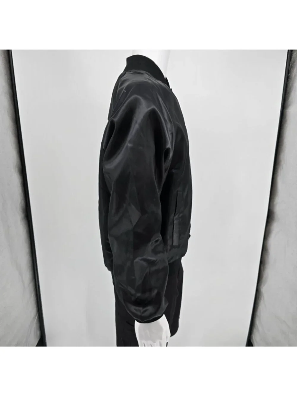 Vintage 1980s Rapco Cable Back Graphic Black Nylon Satin Bomber Jacket (L)
